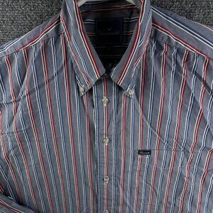 VTG Faconnable Long Sleeve Button Up Shirt Men USA Made Striped Red Blue Medium